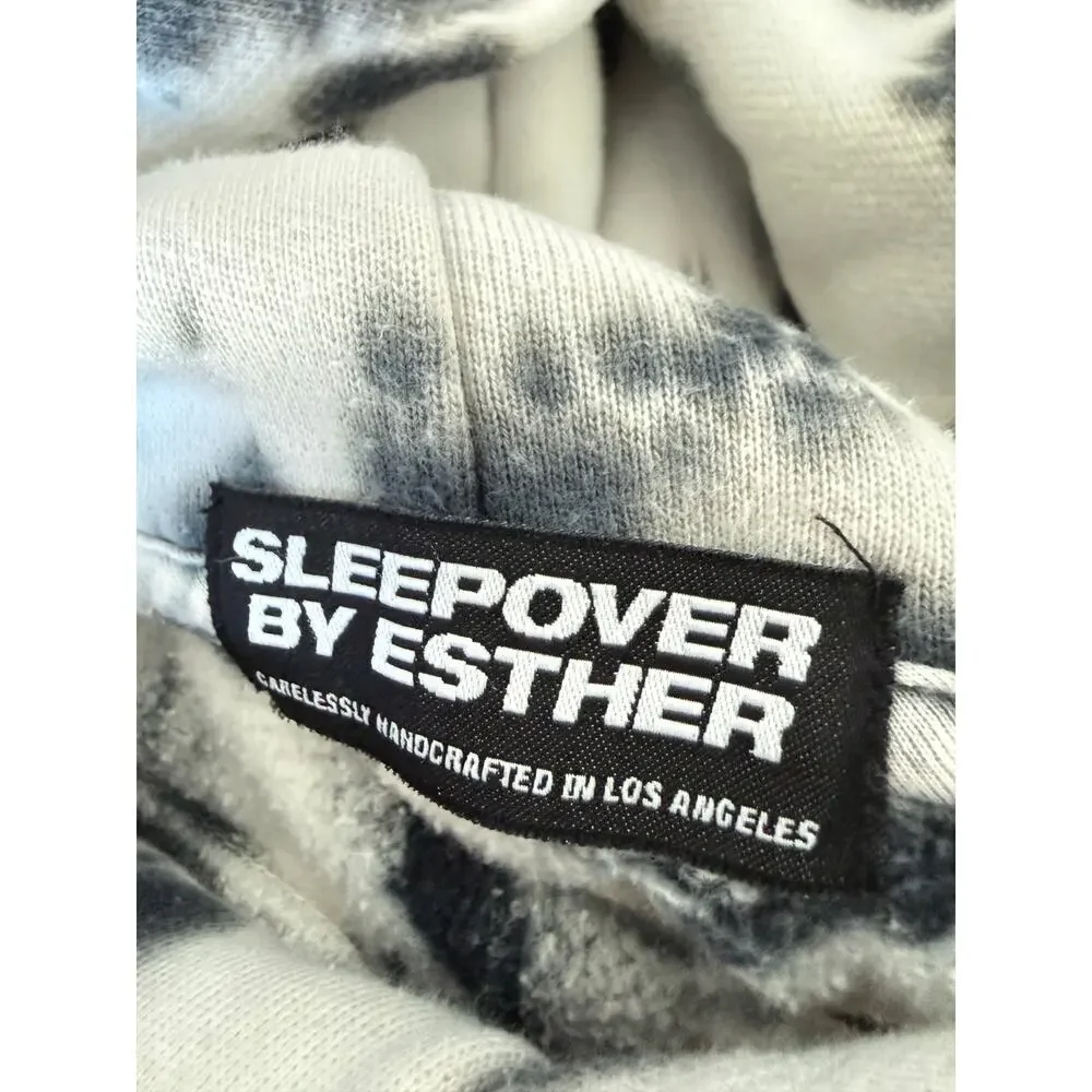 Sleepover by Esther XL Black White Tie Dye Hoodie Handcrafted LA Oversized